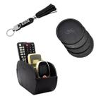 Kit Organizador ONIX Porta Copos e Controle em Couro Galvani