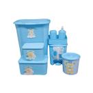Kit Organizador para Bebê em Rattan: Cesto, Lixeira, Caixas Multiuso, Porta Algodão e Dispensador de Sabonete
