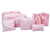Kit organizador para mala de viagem 7 peças linha basic rosa