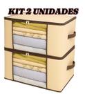 Kit Organizador Tnt Caixa Closet Roupa Cama Edredom Toalha 60cm Bege 2 unidades