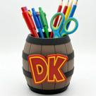 Kit Organizadores de Mesa Gamer Porta Lápis Donkey Kong, Bloco Interrogação e Cano Mario Decoração Geek Escritório e Setup