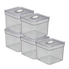 Kit Organizadores Quadrado Transparentes Multiuso C/ Tampa 5 UN Kit Organizadores Quadrado Transparentes Multiuso C/ Tampa 5 UN