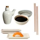 Kit Oriental 2 Pessoas Porcelana Creme Mesclado 110ml