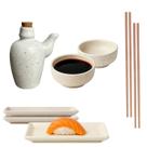Kit Oriental 2 Pessoas Porcelana Creme Mesclado 60ml