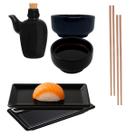 Kit Oriental 2 Pessoas Porcelana Preto 60ml