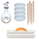 Kit Oriental 4 Pessoas Porcelana Branco 110ml Jarra Amassadinha