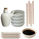 Kit Oriental 4 Pessoas Porcelana Creme Mesclado 110ml