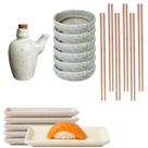 Kit Oriental 6 Pessoas Porcelana Creme Mesclado 110ml