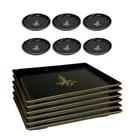 Kit Oriental Comida Japonesa 6 Pessoas Com Molheira Prato Preto