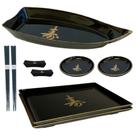 Kit Oriental Comida Japonesa Para 2 Pessoas Sushi Barca Preto