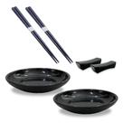 Kit Oriental Japonês Hashi Molheira E Descanso Hashi 6 Pçs