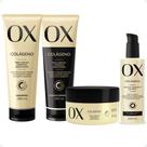 Kit Ox Colágeno: Shampoo, Condicionador 240ml, Máscara e Sérum Tratamento Noturno