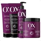 Kit OX Peptídeos Cabelos Crespos, Cacheados e Ondulados: Shampoo 240ml, Condicionador 240ml, Máscara de Tratamento 500g e Leave-in 300g