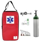 Kit Oxigênio 3L Alumínio com Bolsa Vermelha Sem Carga Válvula Click Kit Oxigênio 3L Alumínio com Bolsa Vermelha Sem Carga Válvula Click