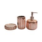 Kit p/ Banheiro Cerâmica Rose Gold c/ 3 Pçs Mart