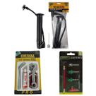 Kit p/furo pneu de bicicleta 10 pçs+bomba de ar+kit 5 bicos