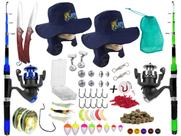 Kit P/ Pesca 2 Vara Telescópica 1,70m + 2 Molinete e Acessórios (Ref. 55)