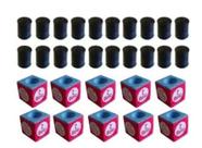 Kit P/ Taco Sinuca Bilhar C/ 20 Ponteiras + 10 Giz Azul Kit P/ Taco Sinuca Bilhar C/ 20 Ponteiras + 10 Giz Azul