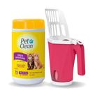 Kit Pá Coletora Higiênica Para Caixa de Areia de Gatos + Lenços Umedecidos Para Gatos