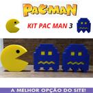 Kit Pac-man 3 Decorativos Geek 3 Peças feita em 3D Anos 80
