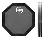Kit Pad Estudo Bateria HM Pto e Baquetas Fibra Torelli TQ020