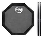 Kit Pad Estudo Bateria HM Pto e Baquetas Fibra Torelli TQ020