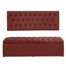 Kit Painel Cabeceira com Bau Calçadeira Dubai 1,28m Para Cama Viúva Solteirão Suede Vermelho - Aurora Line