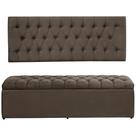 Kit Painel Cabeceira com Bau Calçadeira Dubai 1,58m Para Cama Queen Size Suede Marrom - Aurora Line