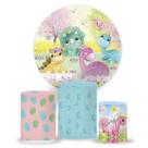 Kit Painel de festa Dino Baby, painel redondo, capa de cilindro e portal retangular, portal romano