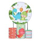 Kit Painel de Festa Redondo 1,50m, Trio de Cilindros e Painel Romano Personalizado - Fera Print