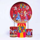 Kit Painel de Festa Redondo de 1,30m e Trio de Cilindros Digital Circus - Fera Print Kit Painel de Festa Redondo de 1,30m e Trio de Cilindros Digital Circus - Fera Print
