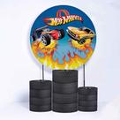 Kit Painel de Festa Redondo de 1,30m e Trio de Cilindros Hot Wheels - Fera Print