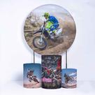 Kit Painel de Festa Redondo de 1,30m e Trio de Cilindros MotoCross - Fera Print