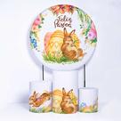 Kit Painel de Festa Redondo de 1,30m e Trio de Cilindros Páscoa - Fera Print
