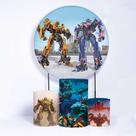 Kit Painel de Festa Redondo de 1,50m e Trio de Cilindros Transformers - Fera Print