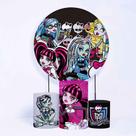 Kit Painel de Festa Redondo de 1,80m e Trio de Cilindros Monster High - Fera Print