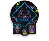 Kit Painel de Festa Redondo e Capas De Cilindro - Diversos Temas