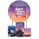 Kit Painel de Festa Redondo e Trio de Cilindros GTA VI - Fera Print