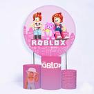 Kit Painel de Festa Redondo e Trio de Cilindros Roblox Feminino - Fera Print