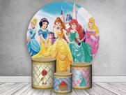 Kit Painel de Festa Redondo Trio Cilindro - PRINCESAS
