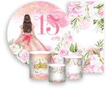 Kit Painel De Festa + Trio Capa Cilindro + Faixa Veste Fácil - 15 Anos Princesa Rosa 006 Kit Painel De Festa + Trio Capa Cilindro + Faixa Veste Fácil - 15 Anos Princesa Rosa 006