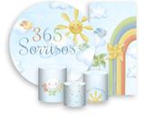 Kit Painel De Festa + Trio Capa Cilindro + Faixa Veste Fácil - 365 Sorrisos Tons Pastéis 019 Kit Painel De Festa + Trio Capa Cilindro + Faixa Veste Fácil - 365 Sorrisos Tons Pastéis 019