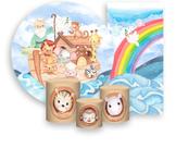 Kit Painel De Festa + Trio Capa Cilindro + Faixa Veste Fácil - Arca de Noé Cute 002