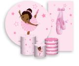 Kit Painel De Festa + Trio Capa Cilindro + Faixa Veste Fácil - Bailarina Sapatilha Rosa 013
