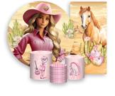 Kit Painel De Festa + Trio Capa Cilindro + Faixa Veste Fácil - Boneca Boiadeira Loira 010