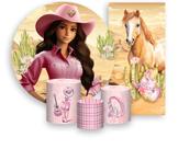 Kit Painel De Festa + Trio Capa Cilindro + Faixa Veste Fácil - Boneca Boiadeira Morena 011