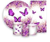 Kit Painel De Festa + Trio Capa Cilindro + Faixa Veste Fácil - Borboleta Roxo Floral 015