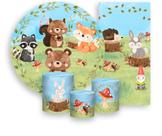 Kit Painel De Festa + Trio Capa Cilindro + Faixa Veste Fácil - Bosque Jardim Aquarela 004 Kit Painel De Festa + Trio Capa Cilindro + Faixa Veste Fácil - Bosque Jardim Aquarela 004
