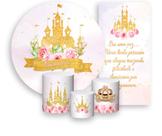 Kit Painel De Festa + Trio Capa Cilindro + Faixa Veste Fácil - Castelo Aquarela Era Uma Vez 001