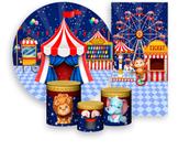 Kit Painel De Festa + Trio Capa Cilindro + Faixa Veste Fácil - Circo Noite Estrelada 001